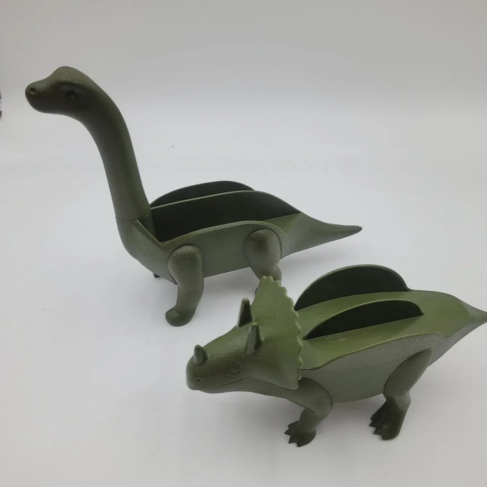 Dinosaur Taco Holder Set Green Triceratops and Brachiosaurus Kitchen Accessories
